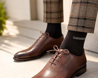 Luxury Handmade Men's Brown Wholecut Dress Shoes | Elegant Leather Formal Oxfords