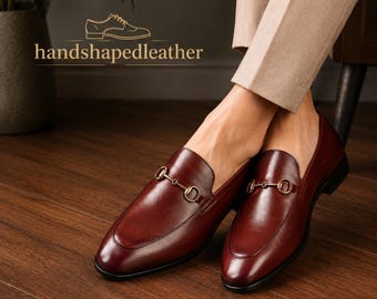 Handcrafted Burgundy Loafers – Elegant Business & Wedding Footwear