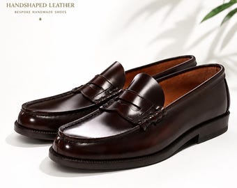 Handmade Leather Loafers – Classic Brown Dress Shoes, Bespoke Oxford Style