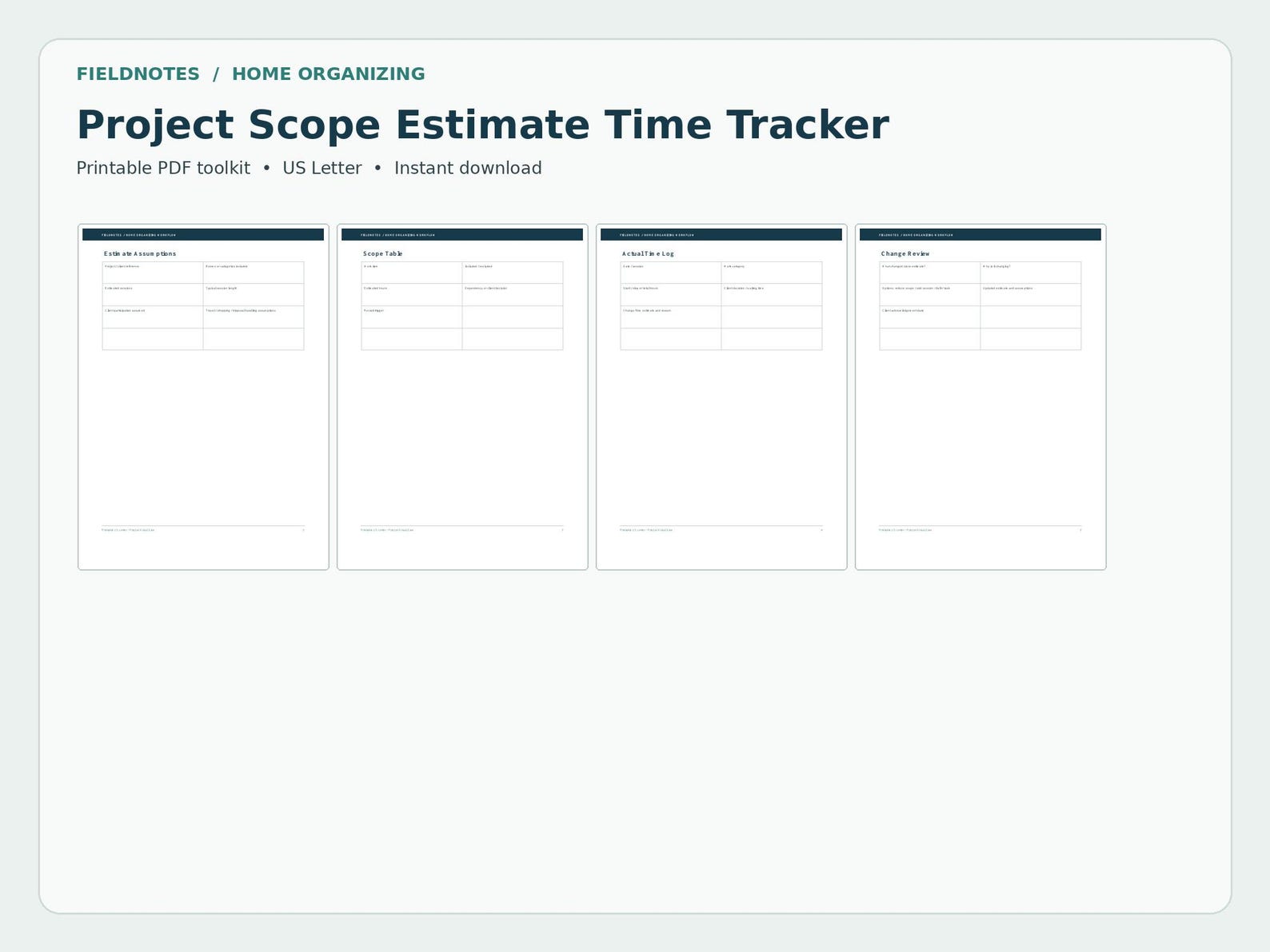 Professional Tracker Examples Professional Organizer Project Scope and Time Tracker | Estimate Log - Etsy