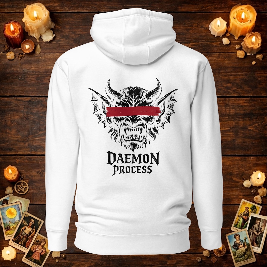 Felpa con cappuccio Daemon Process, pullover pesante Cyber Demon ...