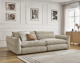 Extra grote Cloud Sofa Ultrazachte modulaire linnen bank Extra diepe luxe woonkamer zitplaatsen Comfortabele minimalistische bank