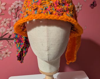 Handmade crochet bucket hat with bunny ears