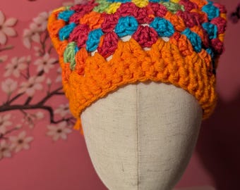 Handmade crochet jester hat