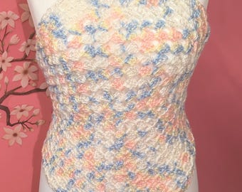 Beachwear strappy top/ crochet crop top