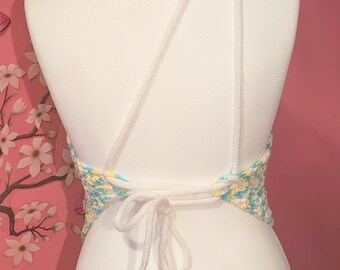 Beachwear strappy top/ crochet crop top