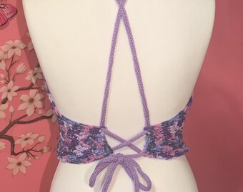 Beachwear strappy top/ crochet crop top