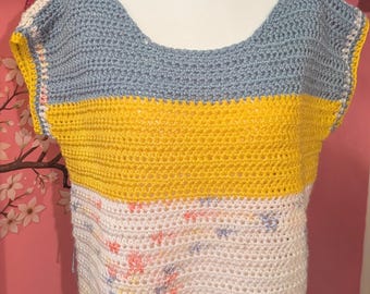 Colorful quarry tee crochet top, 2 waytop