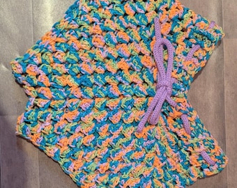 Blue colourful crochet shorts/ beachwear,