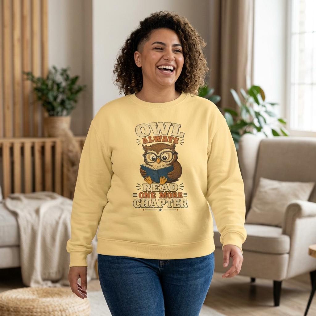Owl Always Read One More Chapter Sweatshirt | Reading Owl Graphic