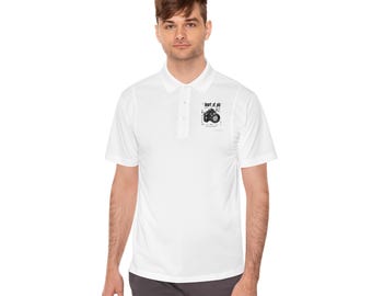 Polo con ilustración de motocicleta vintage / Estampado en el pecho pequeño