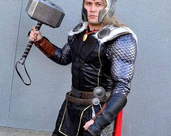 Thunder God Inspired Cosplay Costume, Viking Hero Armor Suit, Hammer Warrior Outfit, Comic Convention Costume, Full Superhero Cosplay Set