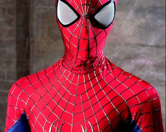 Classic Spider Hero Cosplay Suit, Red Blue Web Costume, Full Body Superhero Outfit, Movie Inspired Spider Costume, Comic Con Zentai Suit