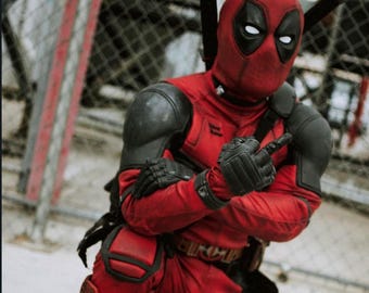 Deadpool Cosplay Suit, Red Black Superhero Costume, Mercenary Cosplay Outfit, Comic Con Costume, Tactical Hero Armor Suit
