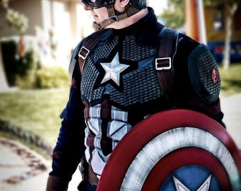 Captain America Cosplay Suit, Superhero Costume with Shield, Avengers Inspired Outfit, Tactical Hero Armor Cosplay, Comic Con Costume