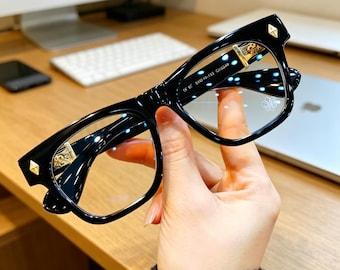 Gothic-style lightweight round titanium eyeglass frames, unisex acetate eyeglasses, round frames, retro eyeglasses, fashionable eyeglassesCH