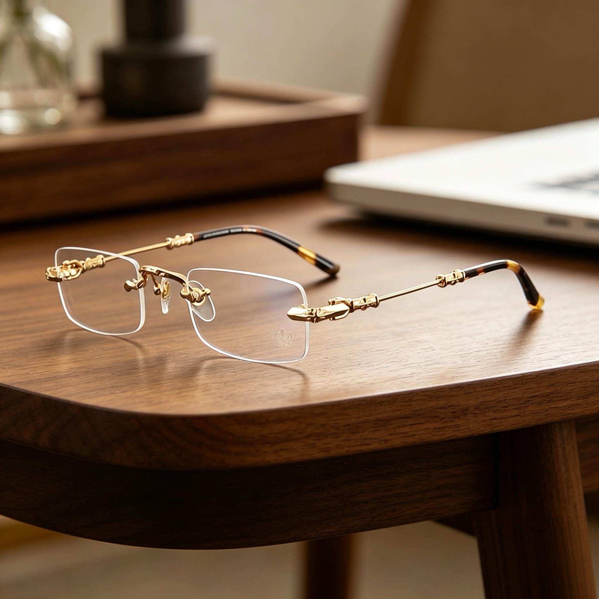 Silhouette‎ Rimless Eyeglasses Frame Austria Gold Brown Titanium 6668 6057 49-17 Silhouette Eyeglasses 7608 6057 Brown/Beige Rimless Frame  main image 4