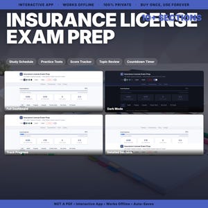 Insurance License Exam Study Planner | P and C and Life Exam Prep | Interactive