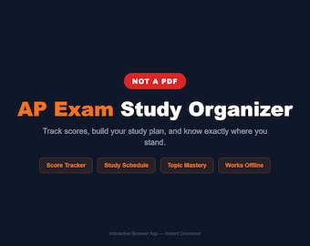 Advanced Placement Exam Study Organizer | Multi-Subject Score Tracker | Interactive