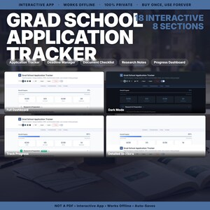 Graduate School Application Tracker | Personal Statement, LOR & Deadline Manager | Interactive
