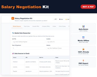 Salary Negotiation Kit | Interactive Market Rate Calculator, Counter-Offer Builder & Script Library