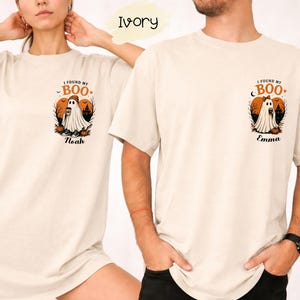 Personalized Couple Halloween Shirt: Matching Boo Tee, Custom His Hers Fall Tees, Halloween Couple Outfit, Cute Spooky Gift, Comfort Colors®