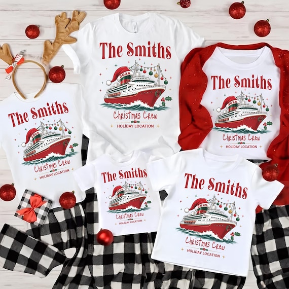 Family Christmas Crew Shirt: Personalized Christmas Cruise Shirts, Custom Family Cruise Shirts, Matching Holiday Cruise