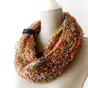 Orange Infinity Knit Scarf for Woman image 3