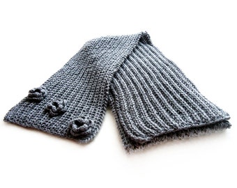 Grey Long Knitted Scarf