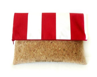 Nautical Cork Vegan Foldover Clutch Bag