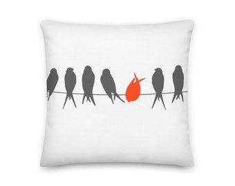 Birds On Wire Pillow Etsy