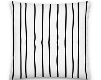 Black Stripes White Square Throw Pillow - 22x22