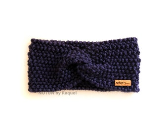 Dark Blue Winter Warm Knit Headband for Women