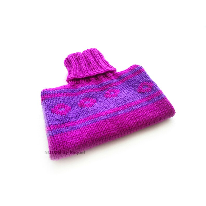 Violet and Purple Knit Hot Water Bottle Cover Etsy