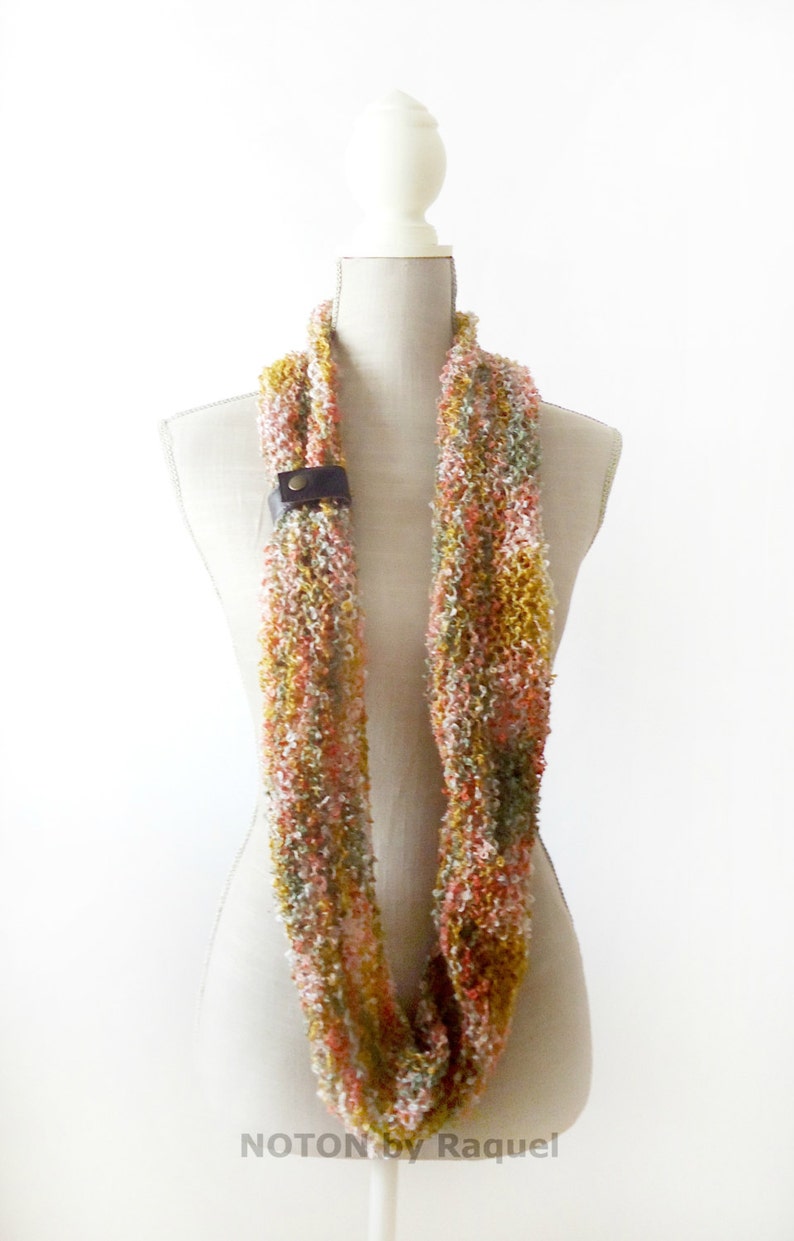 Orange Infinity Knit Scarf for Woman image 5