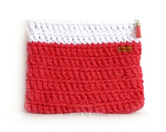Coral Summer Crochet Vegan Clutch Bag for Woman