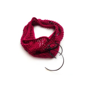 Raspberry Pink Boho Circle Knit Scarf