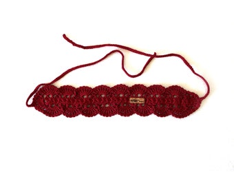 Burgundy Summer Headband | Boho Crochet Headwrap | Burgundy Hair Accessory