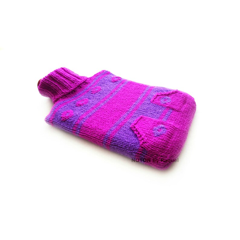 Violet and Purple Knit Hot Water Bottle Cover Etsy