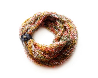 Orange Infinity Knit Scarf for Woman