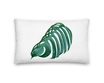 Green Palm Tree Leaf Rectangular Throw Pillow - 20x12