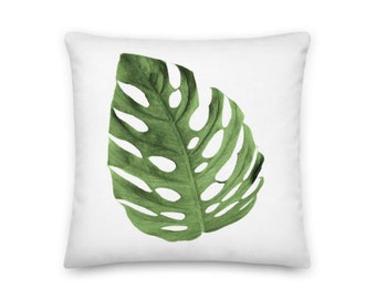 Green Palm Tree Leaf Square Throw Pillow - 18x18