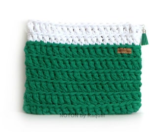 Green Boho Beach Vegan Crochet Clutch Bag for Women