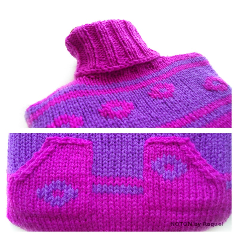 Violet and Purple Knit Hot Water Bottle Cover Etsy
