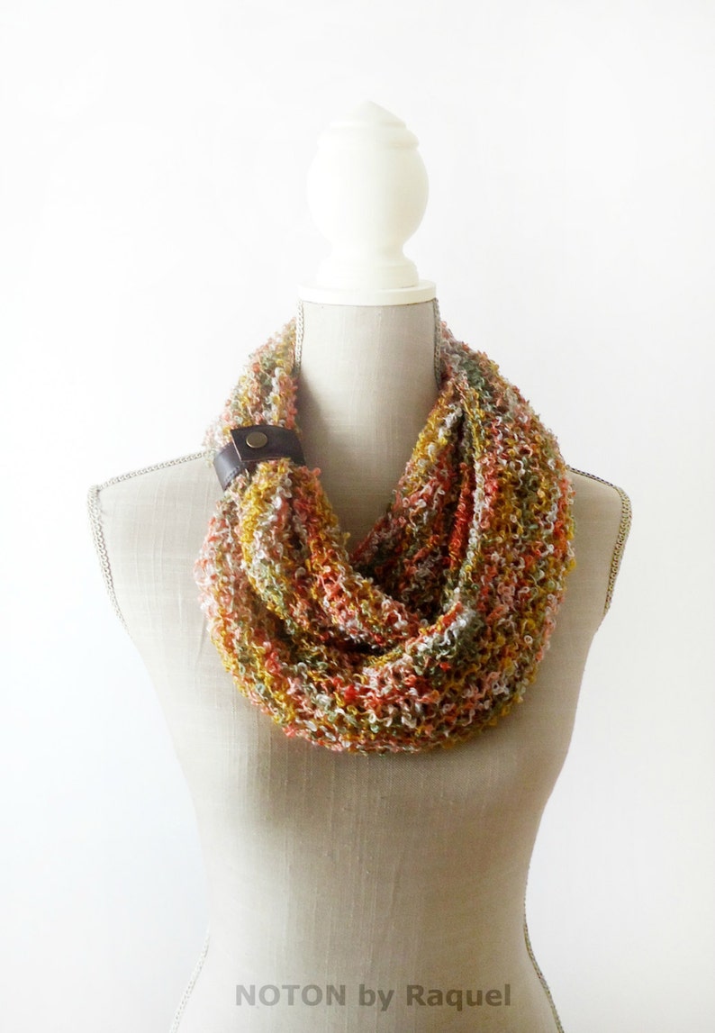 Orange Infinity Knit Scarf for Woman image 4