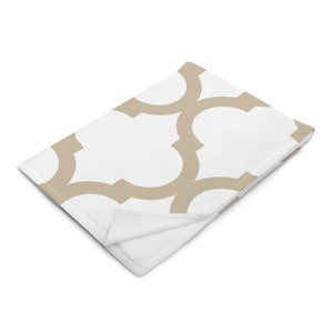 White and Beige Throw Blanket image 1