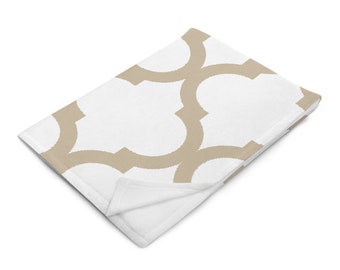 White and Beige Throw Blanket