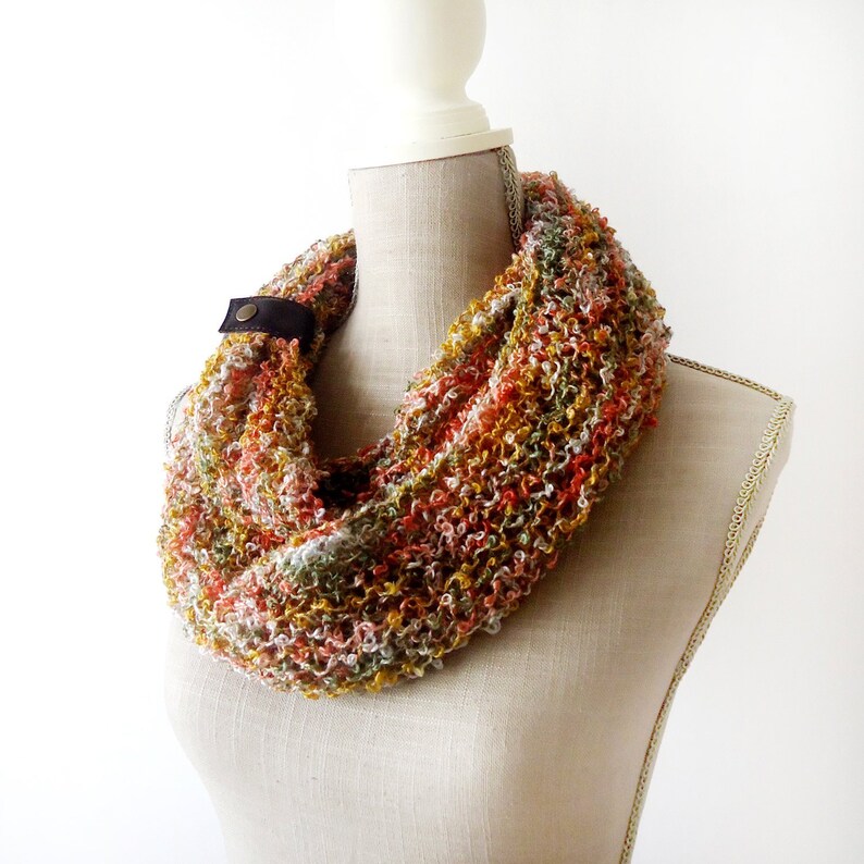 Orange Infinity Knit Scarf for Woman image 3