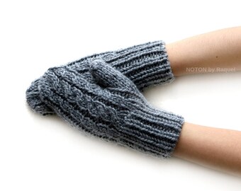Grey Short Knitted Mitts for Women