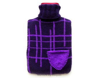 Purple Knit Hot Water Bottle Cover